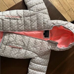 Carter's Gray and Pink Polka Dot Puffer Jacket